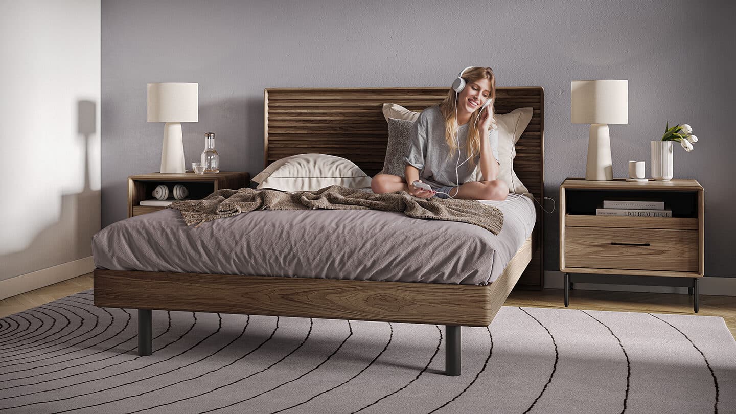 Cross Linq 9127 Modern Queen Bed Walnut Bdi Bedroom Furniture 1440 810