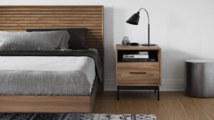 Linq 9181 Nightstand Walnut Bdi Bedroom Furniture Bed Side Hero