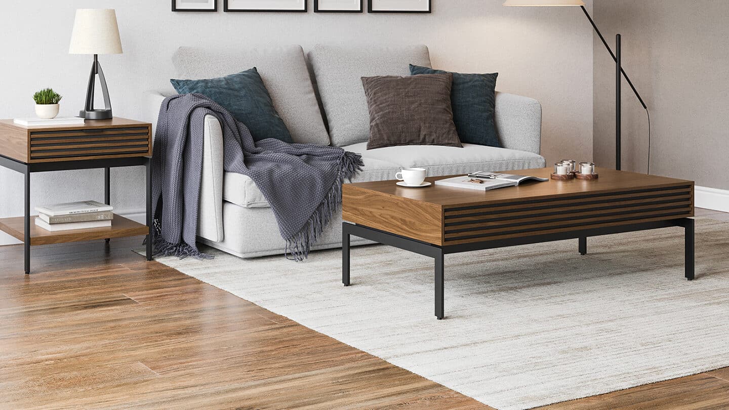 Cora Coffee Table 1172 Fully Finished Wood Slats Bdi Natural Walnut 1440 810
