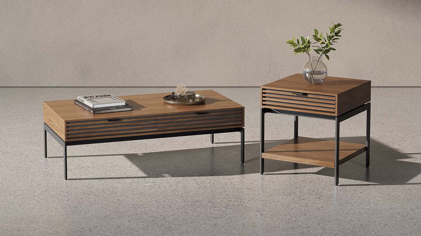 Cora Modern Table Collection Bdi Furniture Natural Walnut Modern Occasional Tables 1440