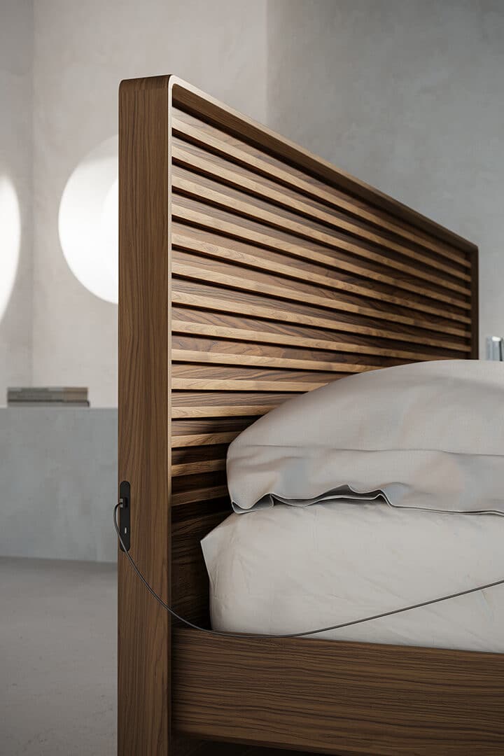 Cross Linq Modern Walnut Bed Bdi Bedroom Furniture Power Connections 720 1080