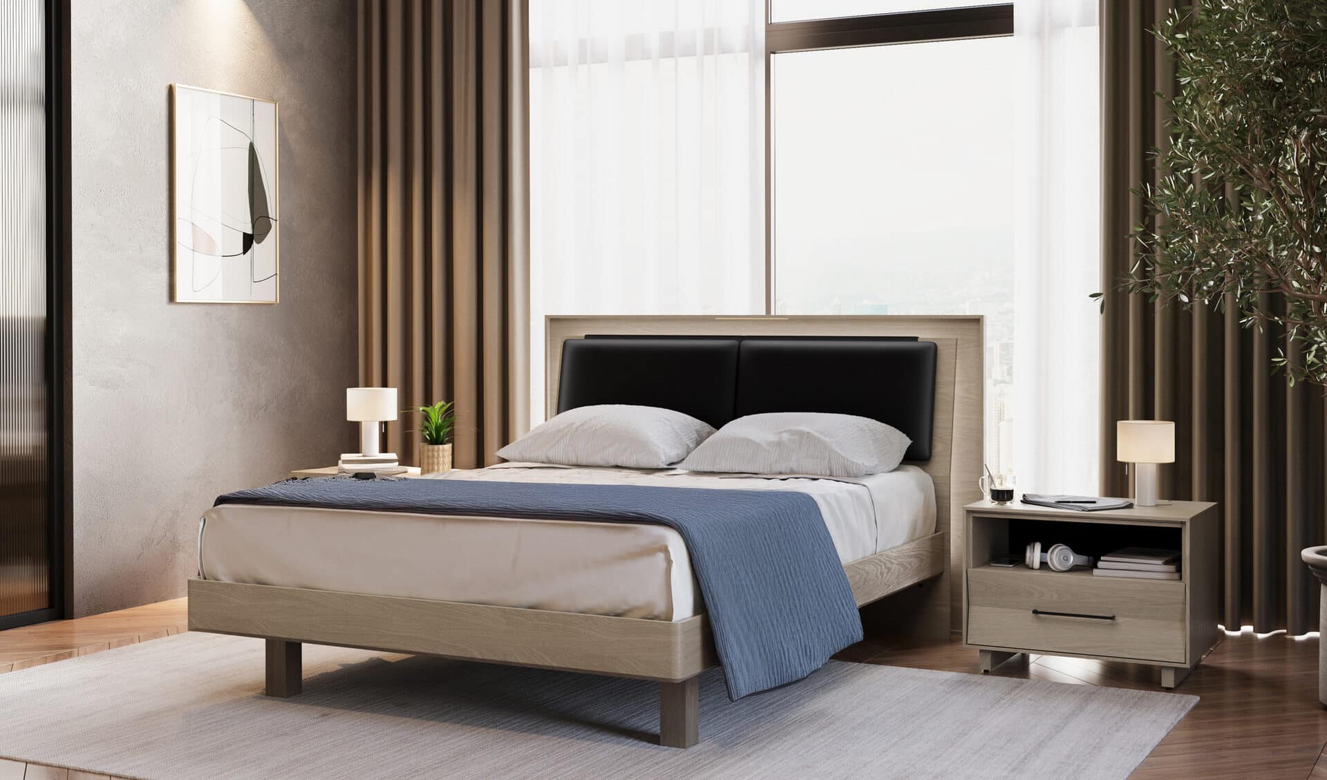 Contour Headboard Cushion 9677 Queen Pepper Kava Wok 3
