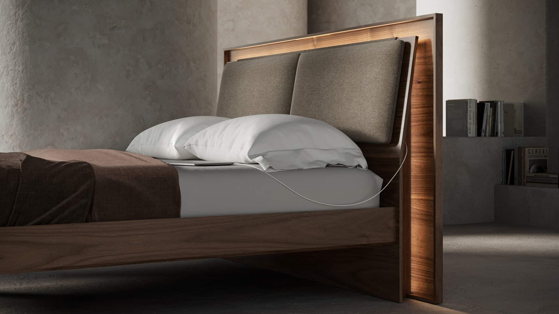 Contour Headboard Cushion Bdi Comfort Headrest Pecan Fabric