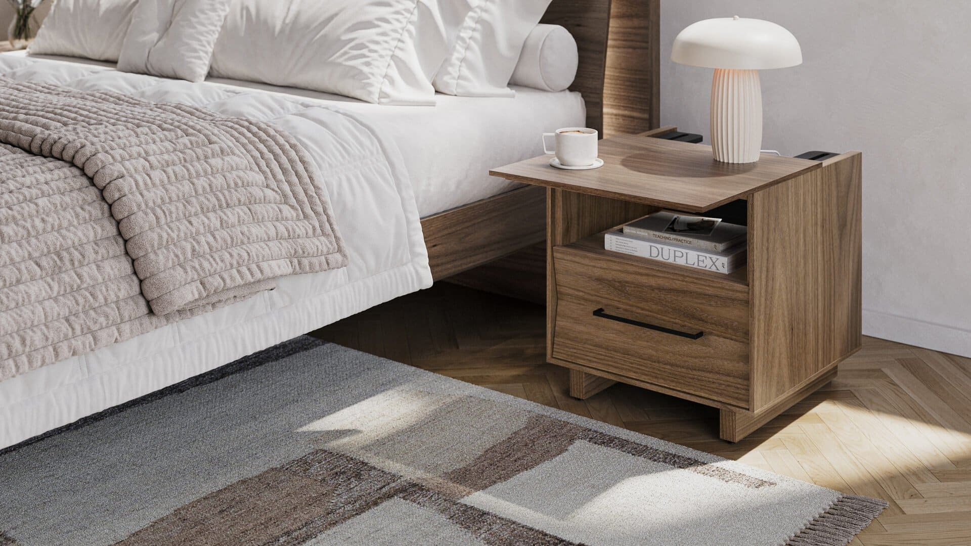 Kava 9681 Modern Wood Bedroom 20 Side Table Bdi Furniture Walnut Lifestyle 0