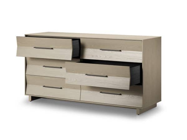 Kava 9686 Modern Wood Bedroom 6 Drawer Dresser Bdi Furniture Washed Oak Isolated 3