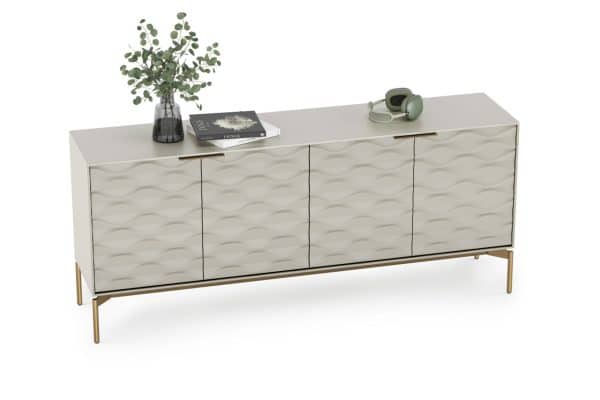 Ripple Credenza 7629 Bdi Stone Brushed Brass Modern Storage Console 04