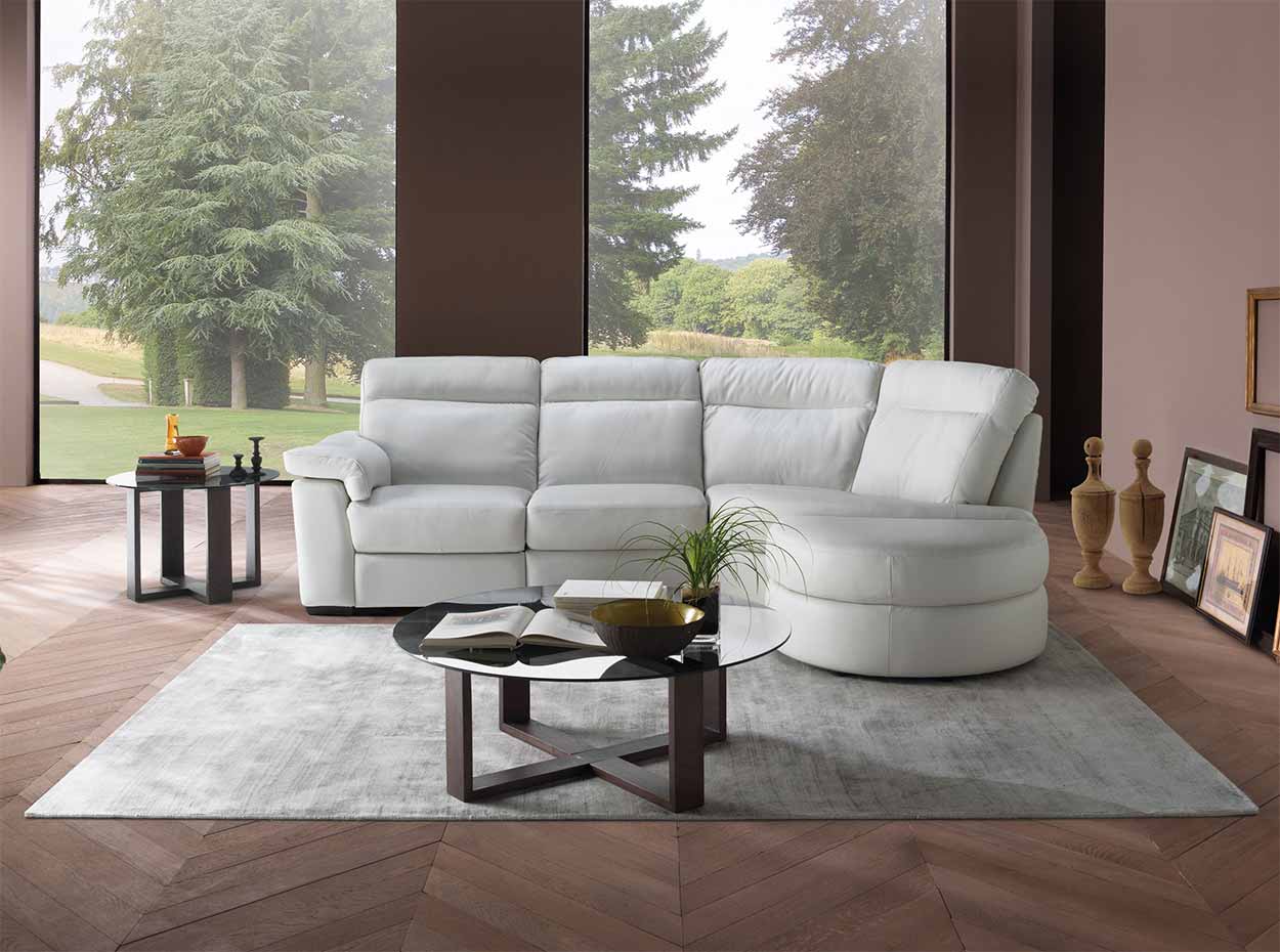 Brivido B757 Fabric Leather Sofa By Natuzzi Editions