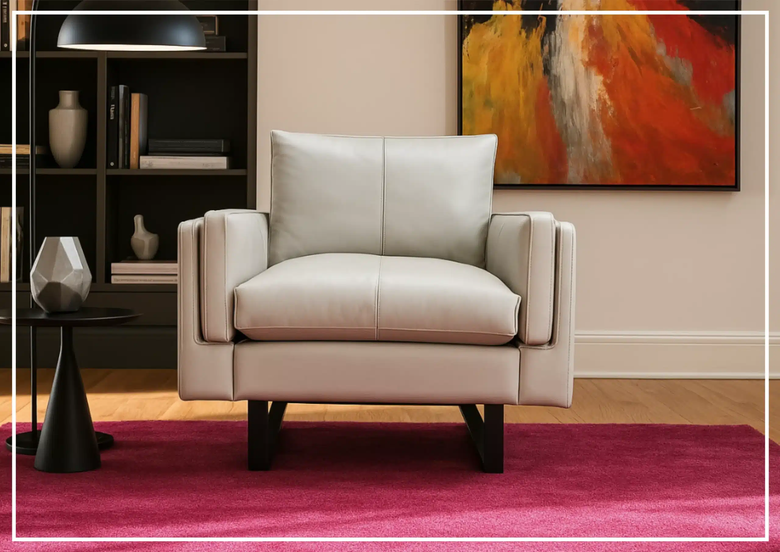 Fjords Endless 1 Seat Leather Upholstered Sofa Chair With Two Color Option 1